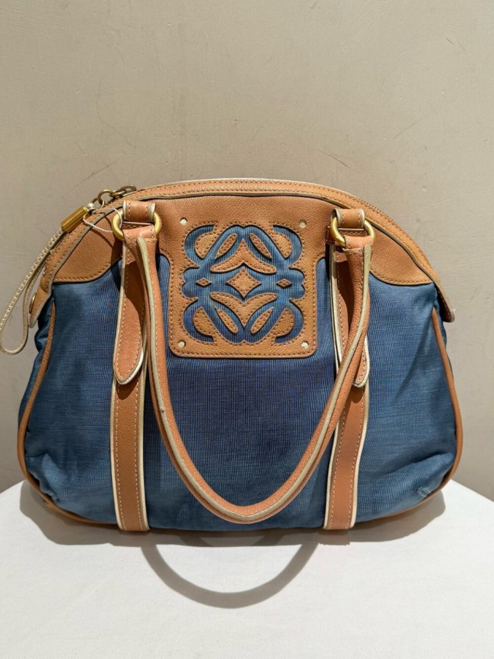 Loewe Vintage Anagram Canvas Shell Handbag
